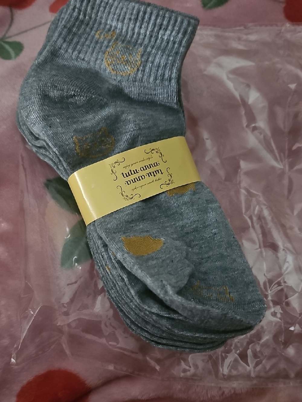Tutu Anna Grey Socks with Gold Dot Accents
